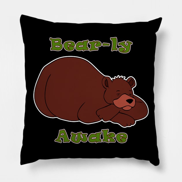 Bear-ly Awake Pillow by RockettGraph1cs