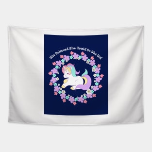 She Believed She Could So She Did Neck Gator Floral Unicorn Tapestry