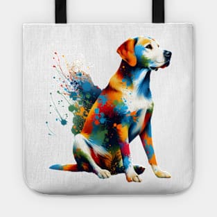 Dynamic Mountain Cur in Vibrant Splash Art Style Tote