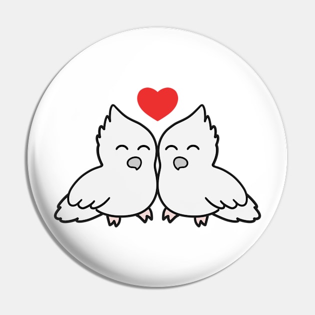 White Cockatiel Love Pin by BiscuitSnack