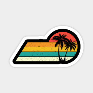 Retro Vintage sunset coco palm tree tropical beach Magnet