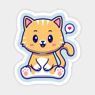 Cute Cat Sitting Cartoon Magnet