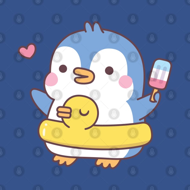 Cute Penguin With Duck Pool Float by rustydoodle