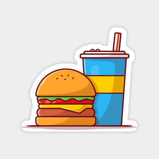 Burger And Soda Cartoon Vector Icon Illustration (8) Magnet