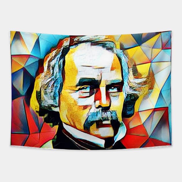 Nathaniel Hawthorne Abstract Portrait | Nathaniel Hawthorne Abstract Artwork 15 Tapestry by JustLit