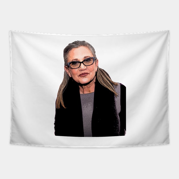 Carrie Fisher Cartoonish Tapestry by baranskini