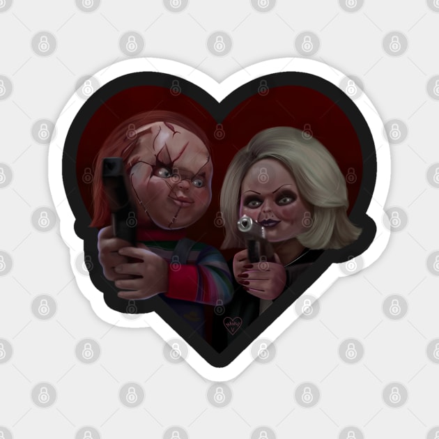 Bride of Chucky BLACK BACKGROUND Magnet by thelamehuman