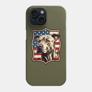 Pitbull on a vintage distressed American flag coat of arms Phone Case