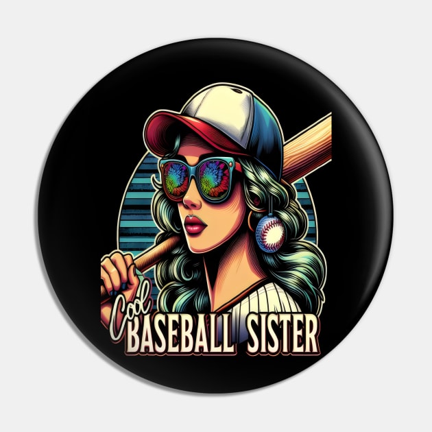 Shades of Strength Cool Baseball Sister Pin by coollooks