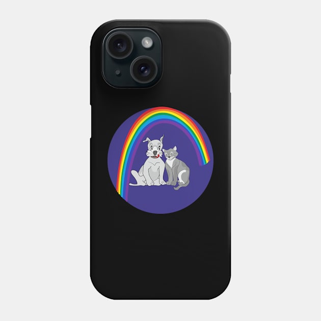 Dog Cat and rainbow Phone Case by Alekvik