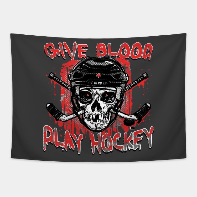 Give Blood Play Hockey Tapestry by Mudge