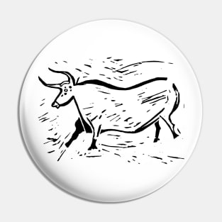 Aurochs from the Lascaux Caves (Black Ink Version) Pin