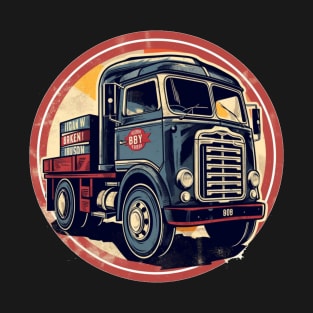 grunge classic Big American cabover truck or lorry a big rig A cool semitrailer for the all american truck driver that love the classic rigs. A semi truck or trailer design T-Shirt