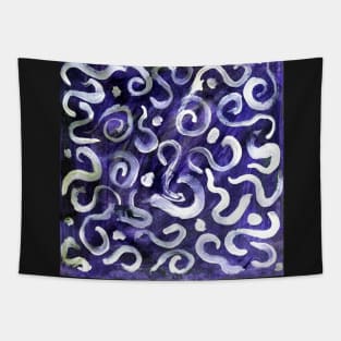 white swirls and dots on purple Tapestry