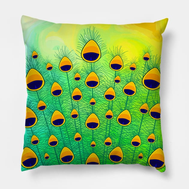 PEACOCK Feathers Tail Pillow by SartorisArt1