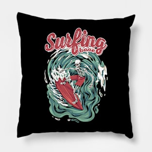 Surfing bone illustration Pillow