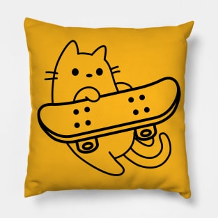 Cat Skateboard Throw Pillow