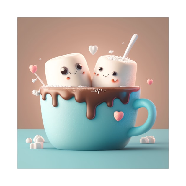 Cute Marshmallow Buddies in Hot Cocoa by BeachBumPics