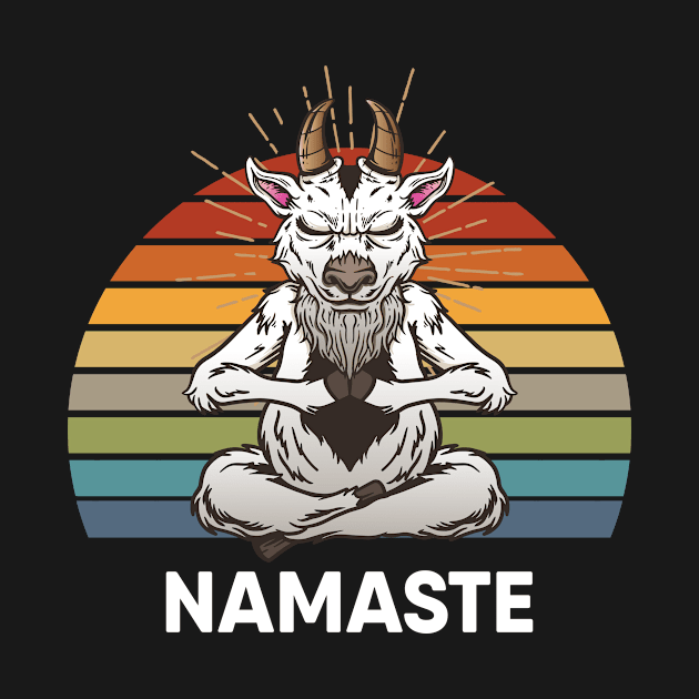 Namaste Yoga Meditation Goat by teweshirt