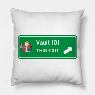 Fallout Shelter Vault Highway Exit Sign Pillow
