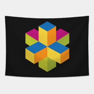 Isometric abstract color cubes Tapestry