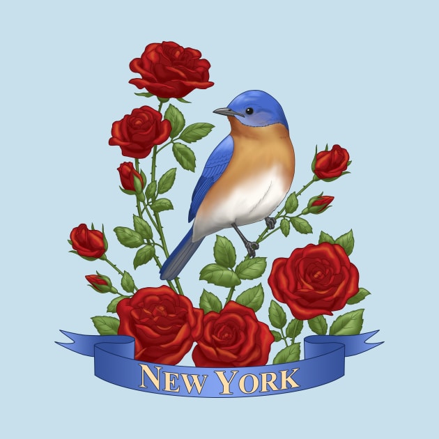 New York State Bluebird and Rose by csforest