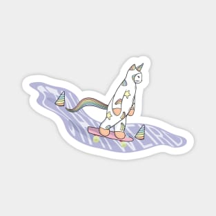 Weird Unicorn Cat skateboarding throughout the universe Magnet