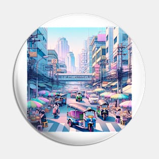 Bangkok Street Illustration Pin