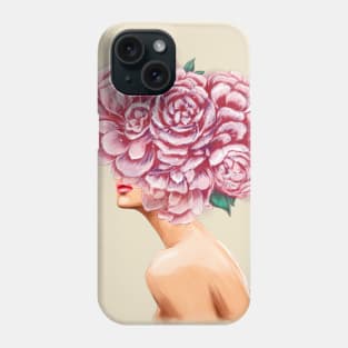 Girl with beautiful flowers instead of a head. Phone Case