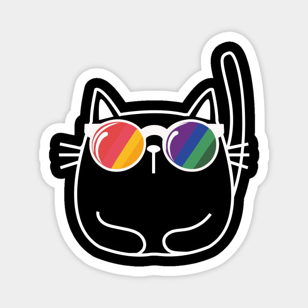 Cat Lover Pride Sunglasses Gay Pride LGBTQ+ Funny Magnet by AimArtStudio