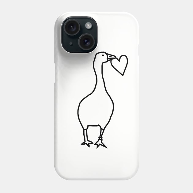 Goose Steals Heart Line Drawing Valentines Day Phone Case by ellenhenryart