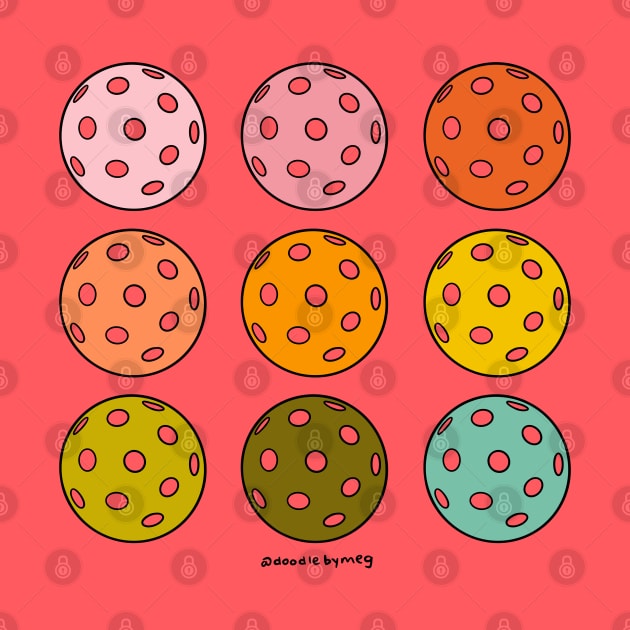 Rainbow Pickleballs by Doodle by Meg