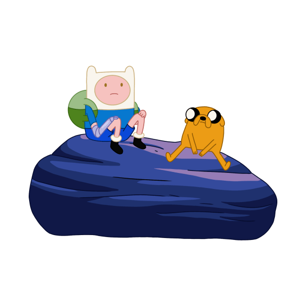 Finn and Jake on a rock by maxtrology