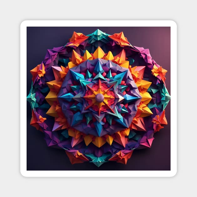 Colorful Mandala Origami Art Magnet by SmartPufferFish