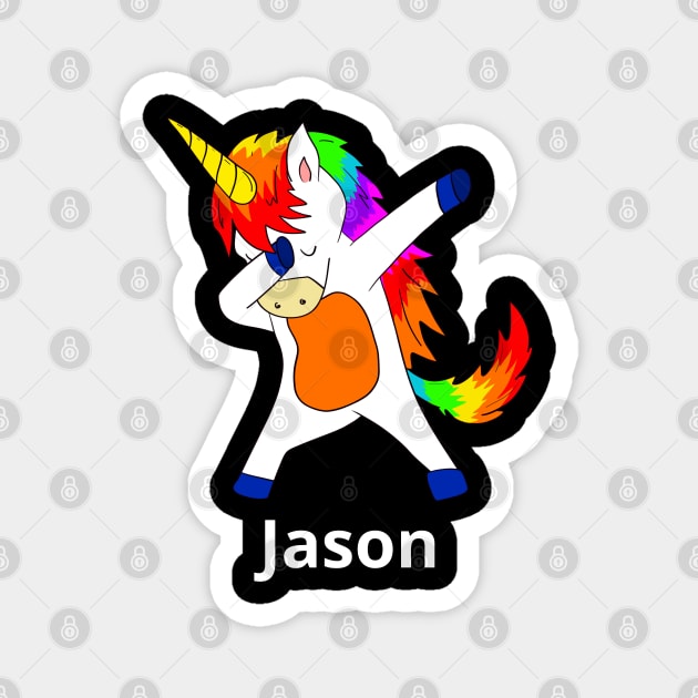 Jason First Name Personalized Dabbing Unicorn Magnet by chuhe86