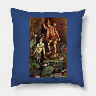 Arjuna and the River Nymph - Warwick Goble Pillow