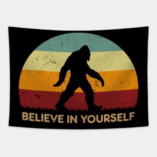 Retro Sunset - Bigfoot Believe In Yourself Tapestry