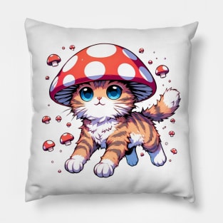 Kawaii cat Mushroom design Pillow