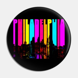 Retro Philadelphia Pennsylvania Cityscape Skyline Pin