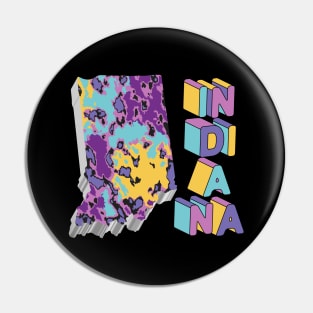 Indiana State Map Abstract Art Pin