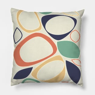 Mid Century Modern Abstract 8 Burnt Orange, Blue, Yellow Pillow