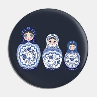 Blue Matryoshka Dolls Pin