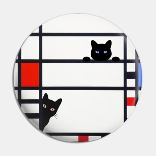 Mondrian Trafalgar Square with Cute Funny Cats Pin