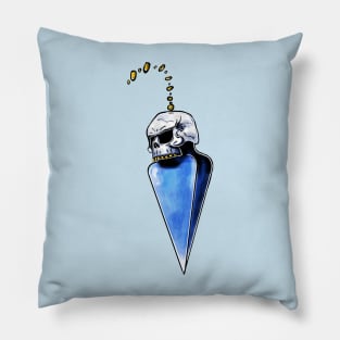 skull pentacle whit blue stone Pillow