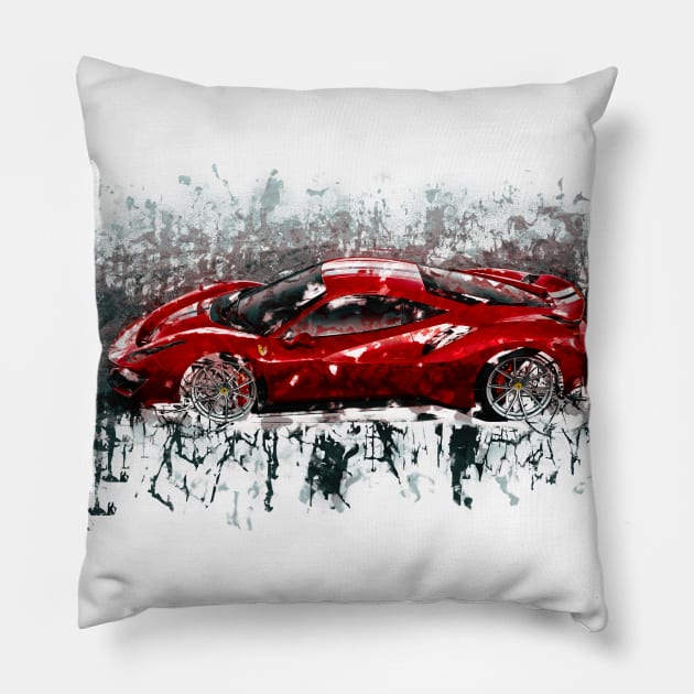 Ferrari 488 Pista Pillow by hogartharts