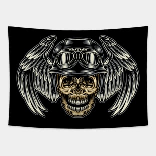 Motorcycle skull Tapestry