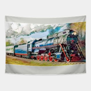 Trans-Siberian Steam Train Tapestry