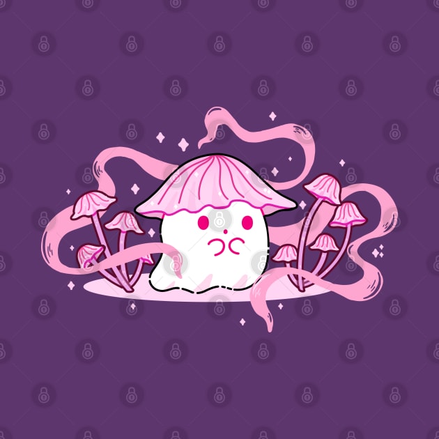 A Ghost in a pink mushroom hat by inkcapella