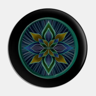 Blue and green mandala flower Pin