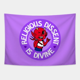 Religious Dissent Is Divine - Cute Queer Atheist Devil Tapestry